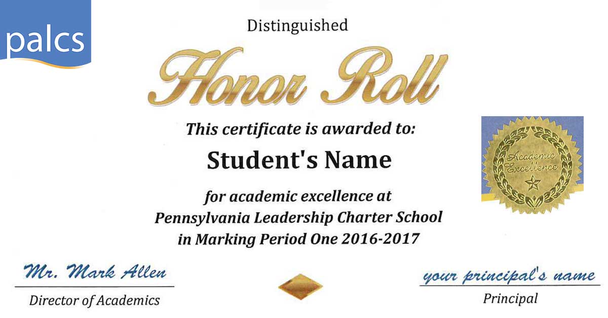 Distinguished Honor Roll, Certificate, Seal, signatures