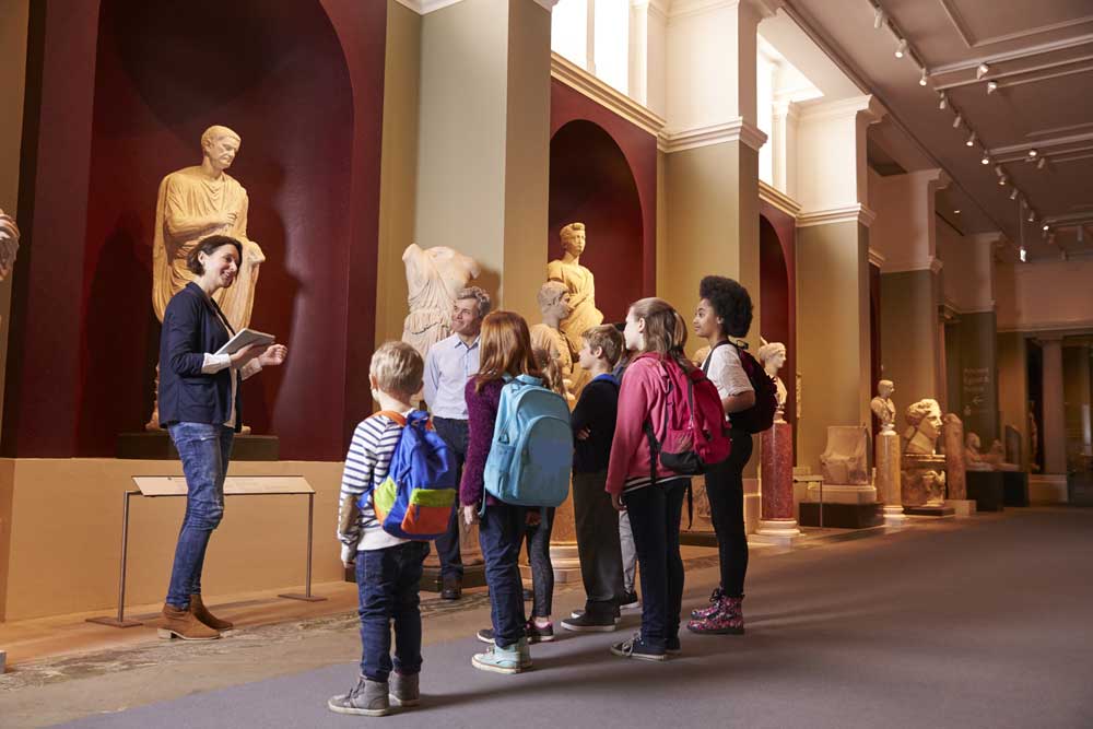 Students on a field trip to a museum