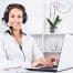 Woman on headset for online information session